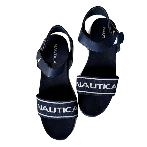 Navy Blue Nautica Sandals Size 9.5 - Picture 1 of 4